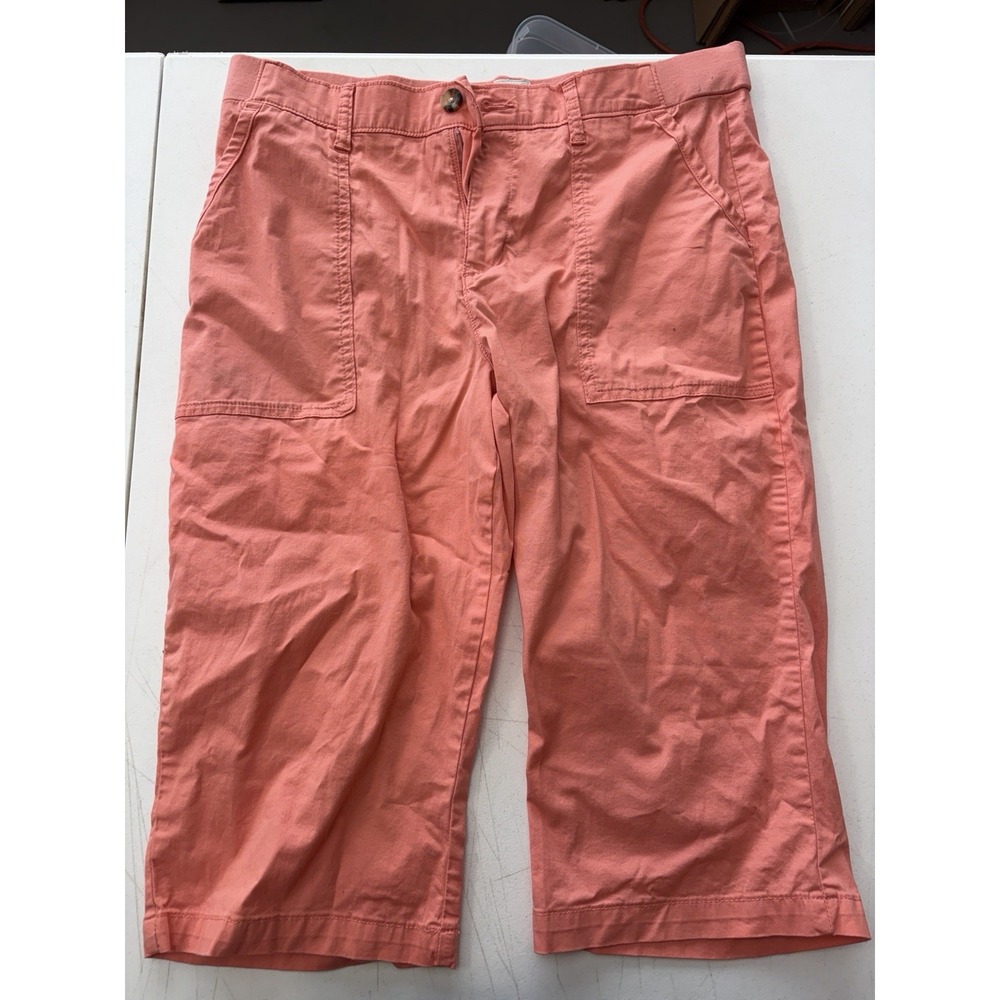 Lee Mid Rise Capri Pant Women's Coral Red Zip Back and side pocket Size 14 NEW